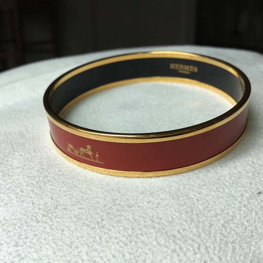 Hermès Calèche Enamel Bangle 62